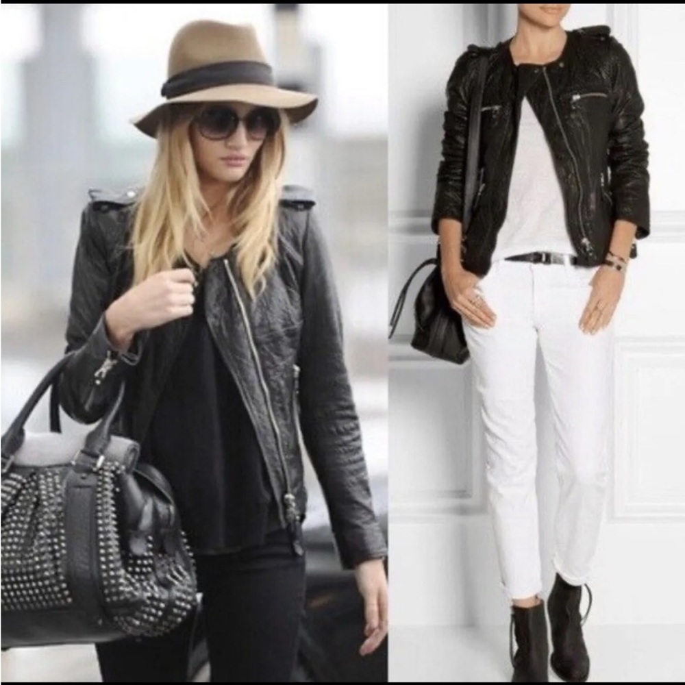 Isabel Marant Étoile Kady Quilted Washed Lamb‎ Leather Jacket Size 38